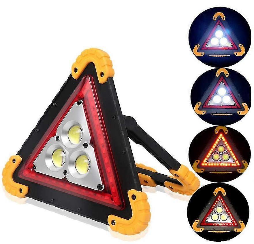 Multifunctional Rechargeable Cob Work Light, Red Light Triangle Warning Light, Emergency Flood Light