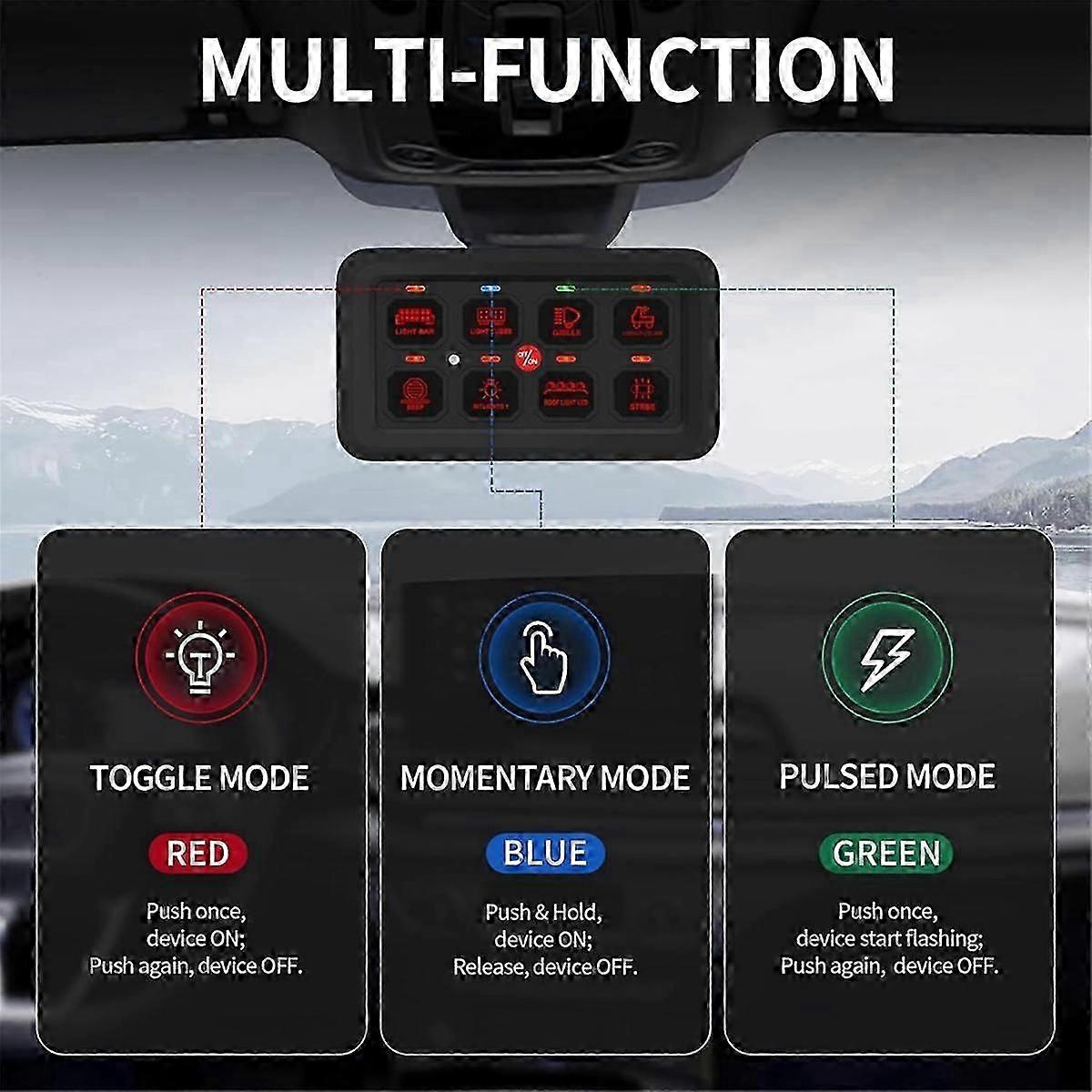 8 Gang Switch Panel Rgb Led Light Switch Panel Multifunction Toggle/momentan / pulsed Touch Control