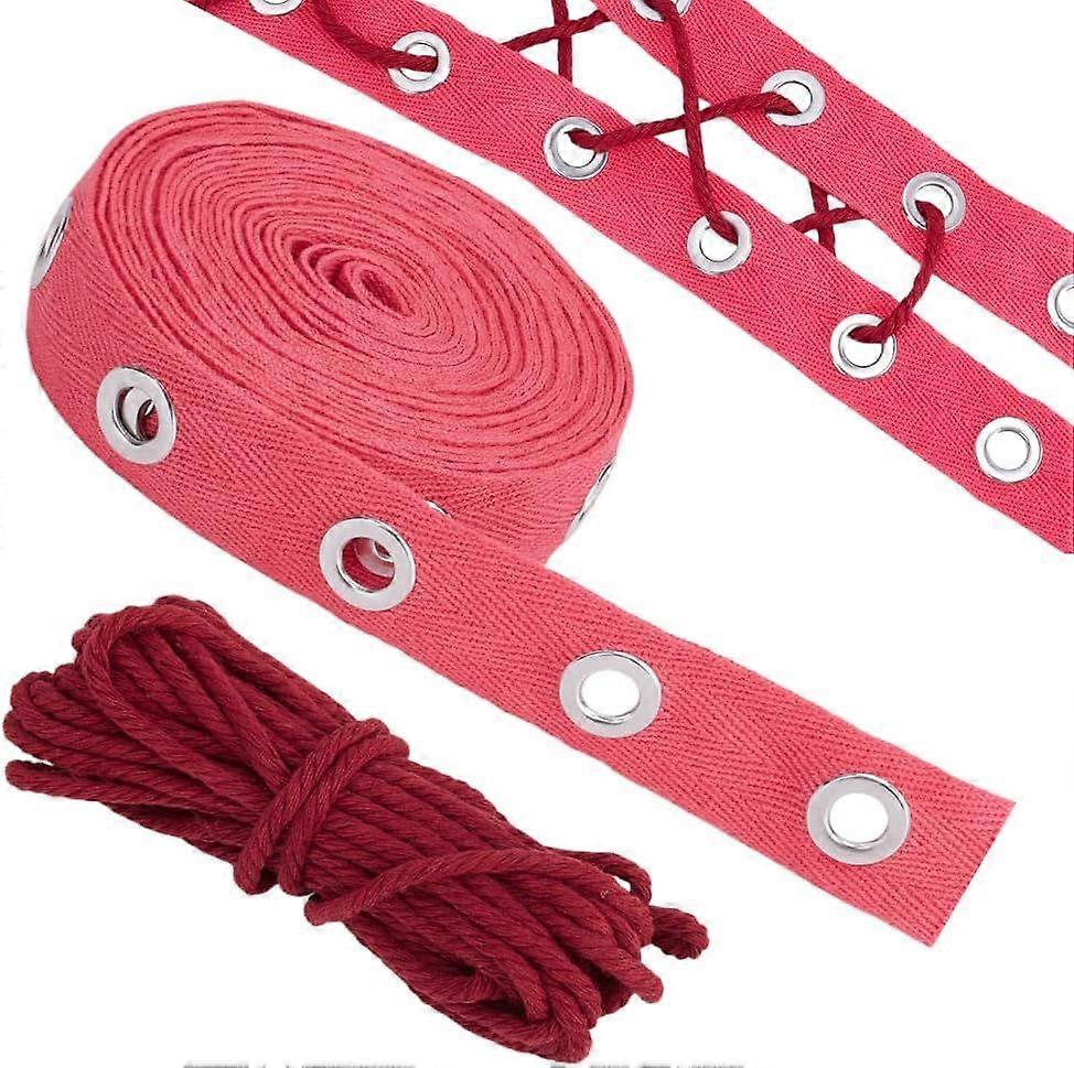 5 Yards Metal Eyelet Grommet Trim, 1 Inch Cotton Grommet Eyelet Twill Tape Trim with Threads for Sewing Crafts Making Eyelet Tape Strip Cotton Twill T