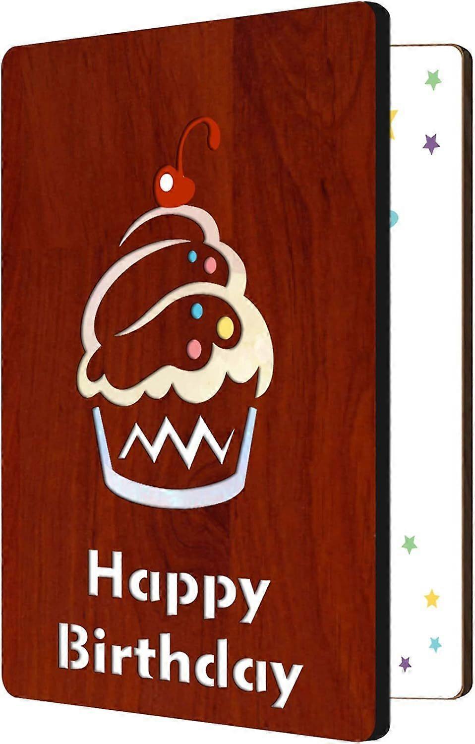 1Set MDF Greeting Card & Paper Envelope with Bowknot Rectangle with Hollow Pattern Birthday Themed Pattern 150~173x110~124x7mm 2pcs/set