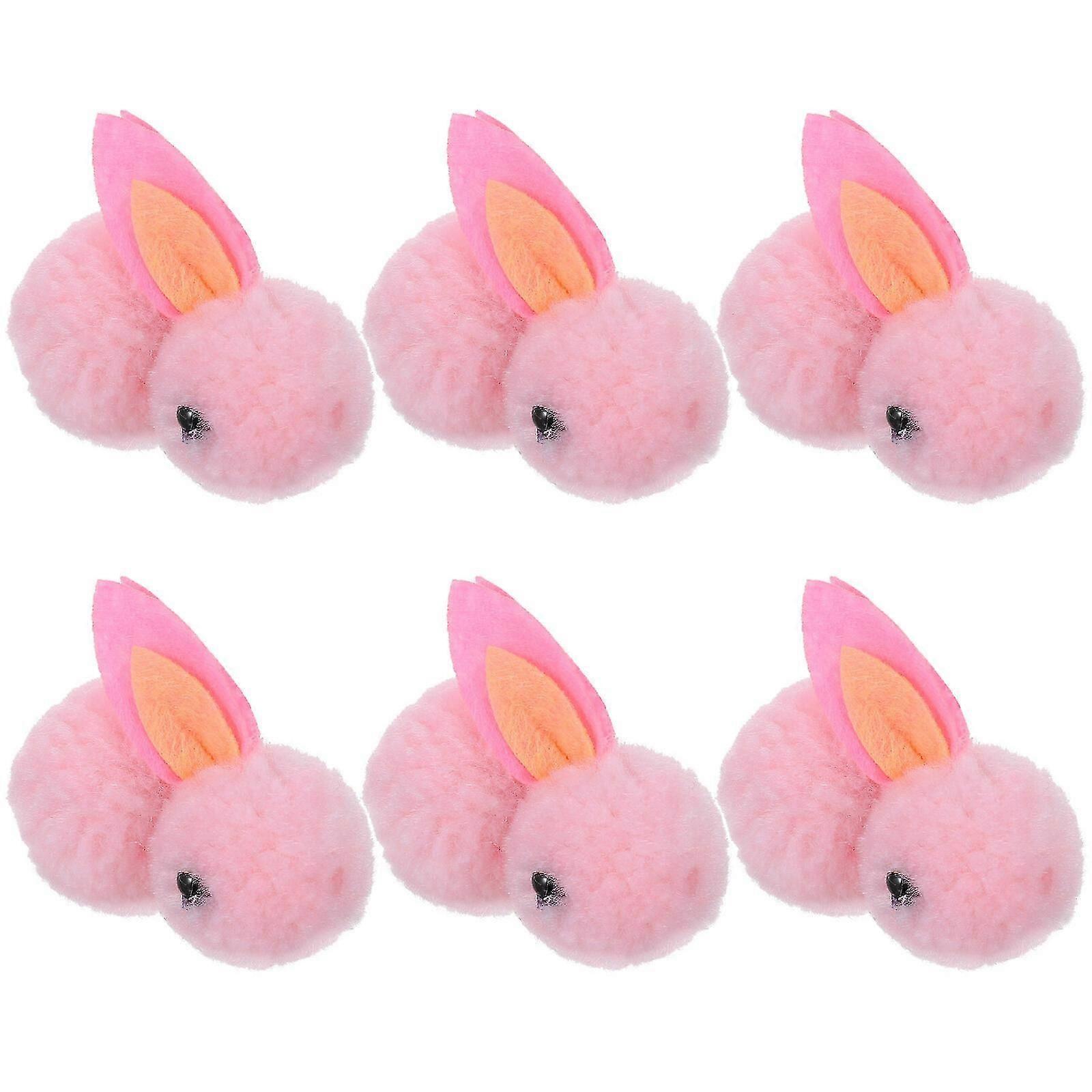 6pcs Christmas Plush Rabbit Ornament Adorable Xmas Tree Decoration Scene Props