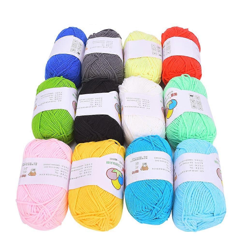 12 Colors Milk Cotton Yarn Soft Cotton Crochet Thread Baby Knitting Wool Yarn