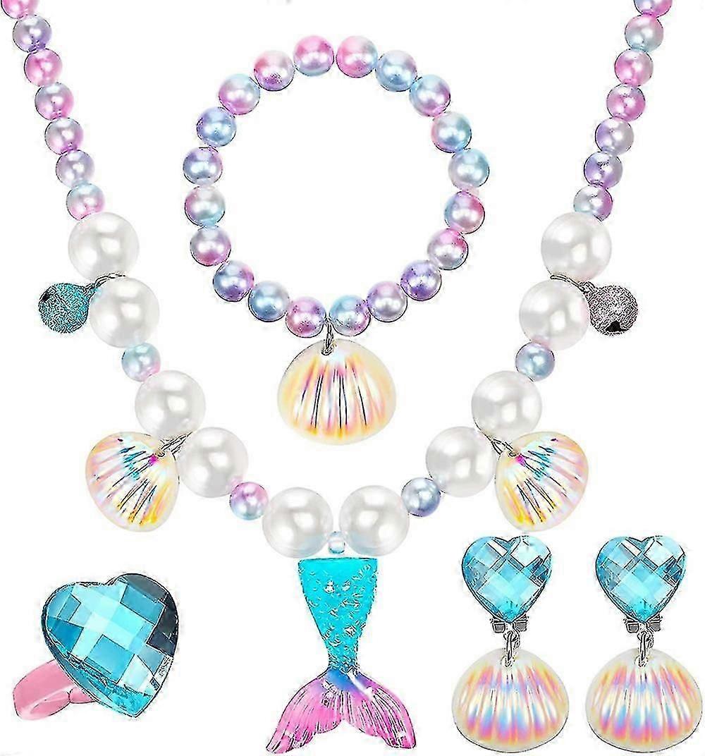 סט צמידי שרשרת בתולת ים ערכת תכשיטים לבת ים למסיבת בתולת ים