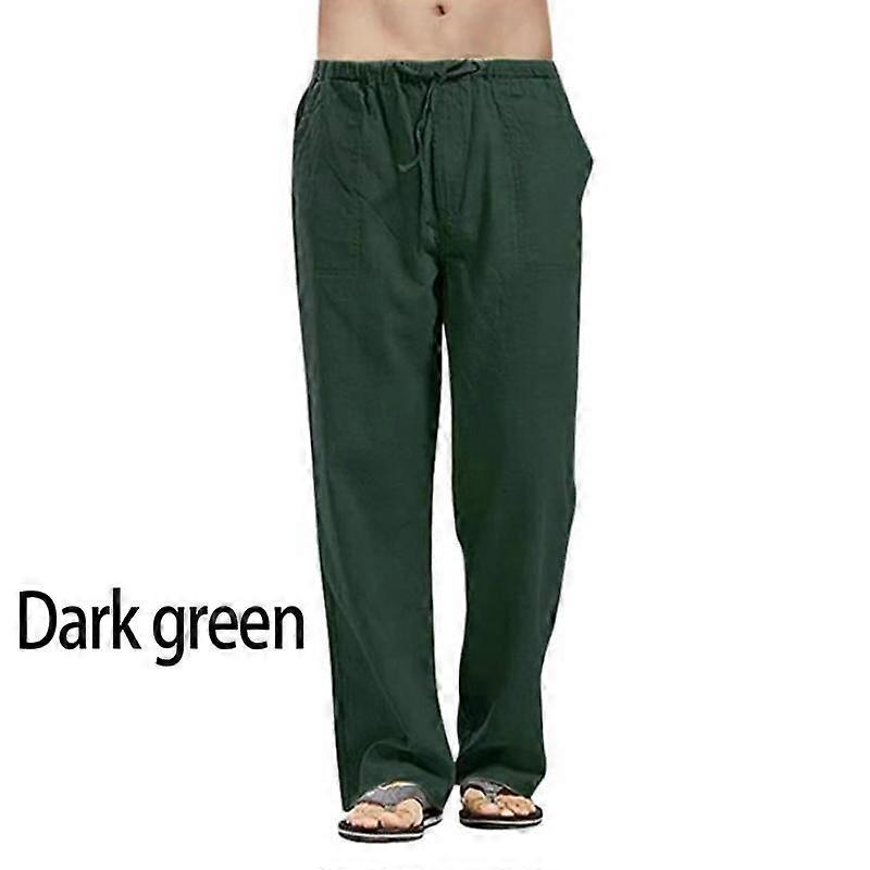 Men's Plus Size Straight Party Pants Loose Pants Linen Trousers Elastic Waists Fahion Casual