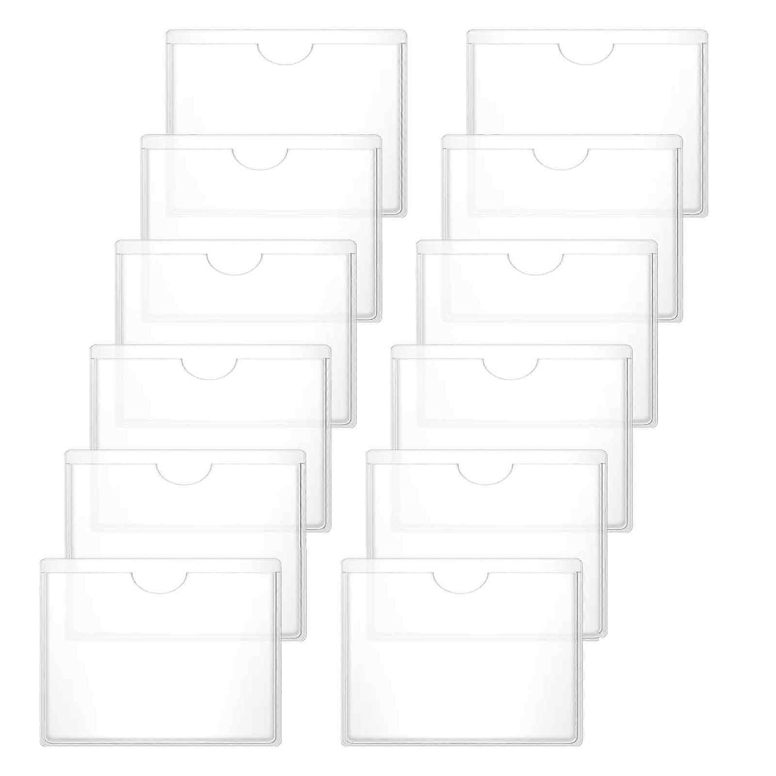 Adhesive Horizontal Card Sleeves, 12 Pcs Waterproof Plastic Holders