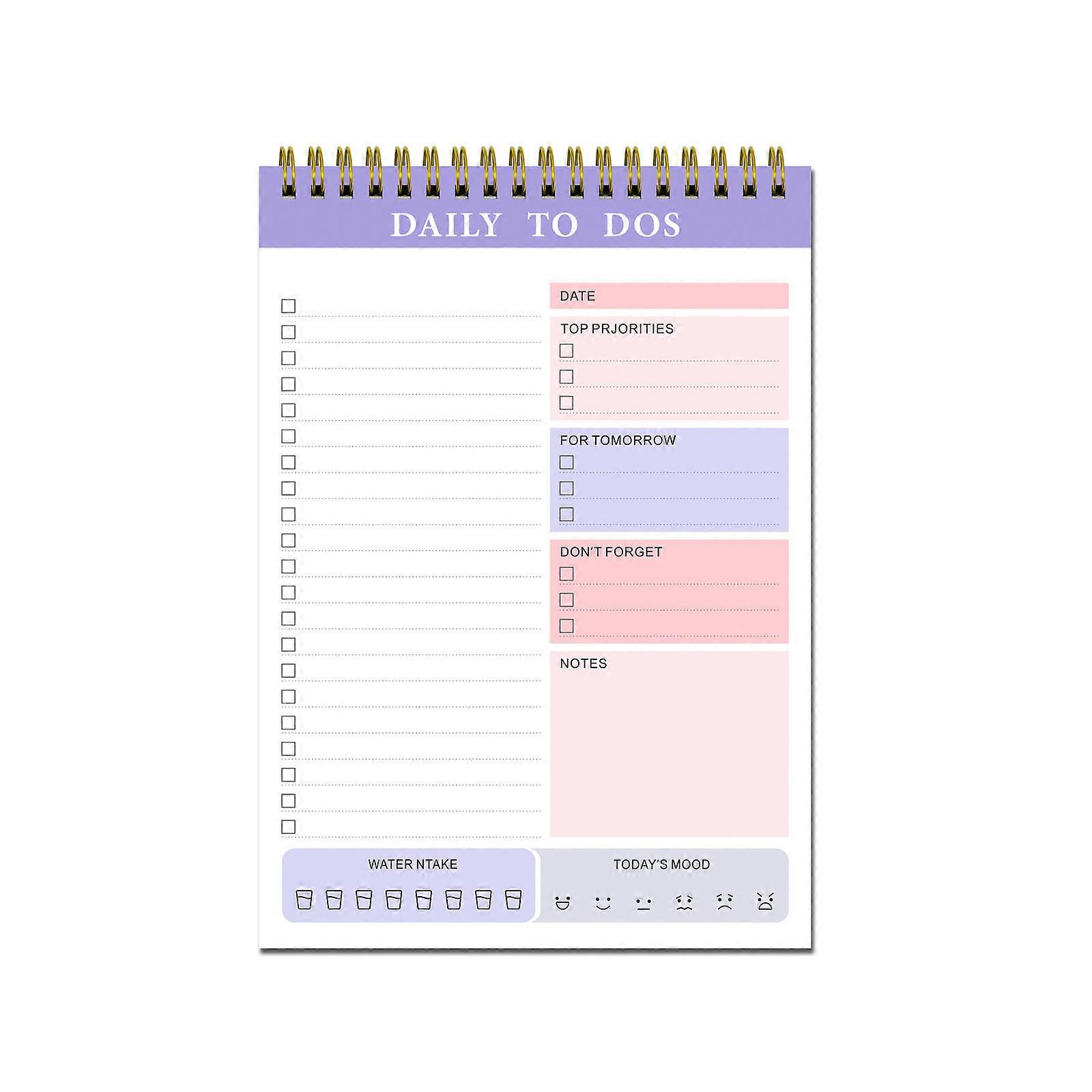 Daily To-Do Notepad, To-Do List Notepad Management Task Plan List Notebook Organizer For School Office Supplies, Undated Agenda 60 Sheets
