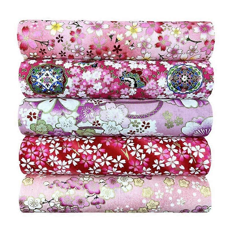 5pcs Japanese Printed Fabric Handmade Patchwork Cartoon Cotton Fabric Flower Pattern Cloth 20*25cm