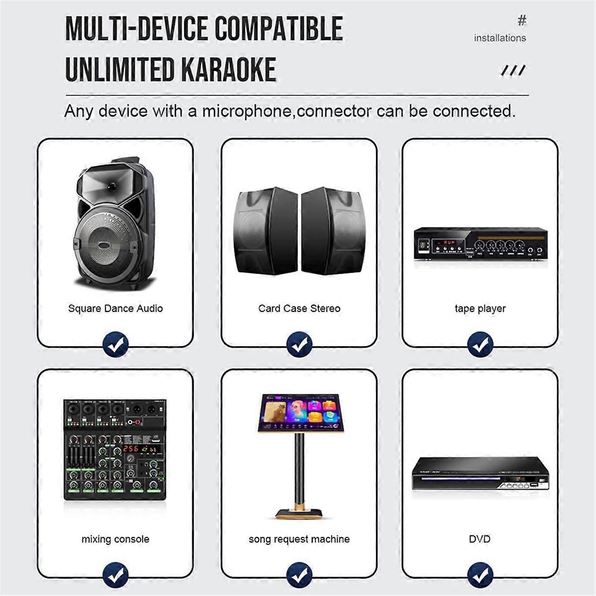 GM1. 1 Microphone UHF Frequency Adjustable Handheld Karaoke Mic for Show Teaching Black EU Plug