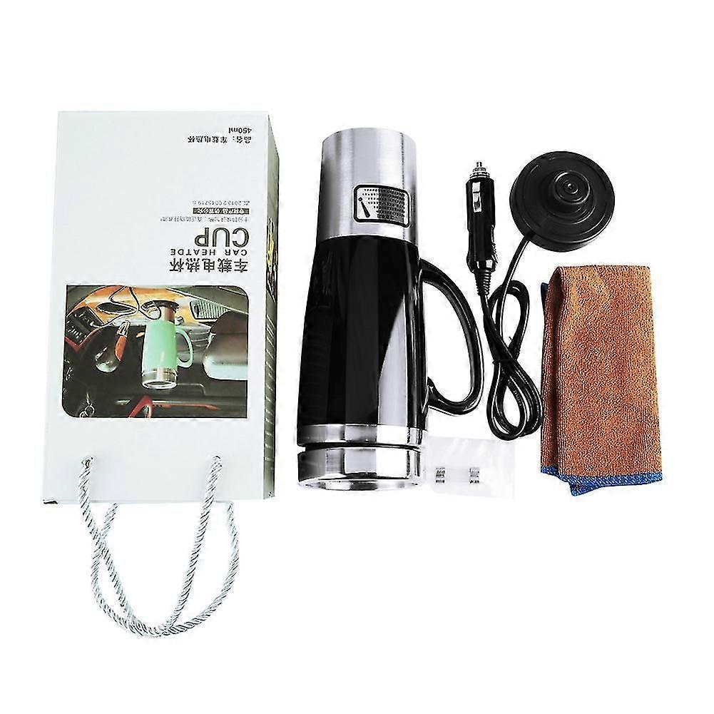 Bouilloire de voyage isolée électrique de voiture 12V pour le café chaud, le lait et le thé (noir)