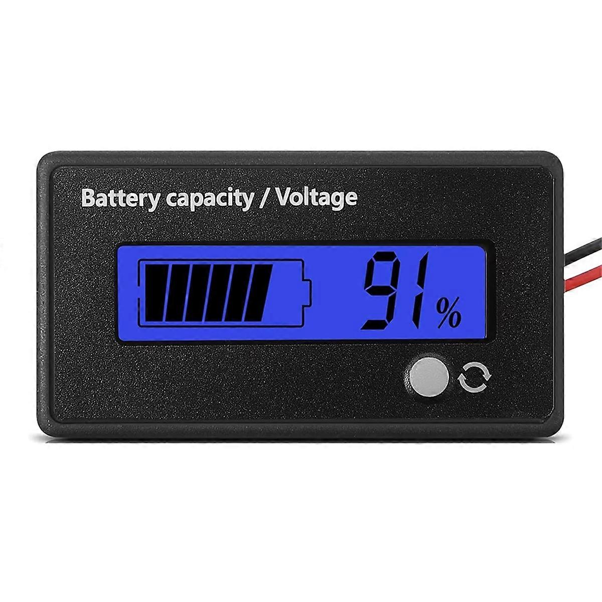 DC 12V-72V Lead Acid Lithium Battery Capacity Voltage Meter Battery Indicator Monitors Blue Screen