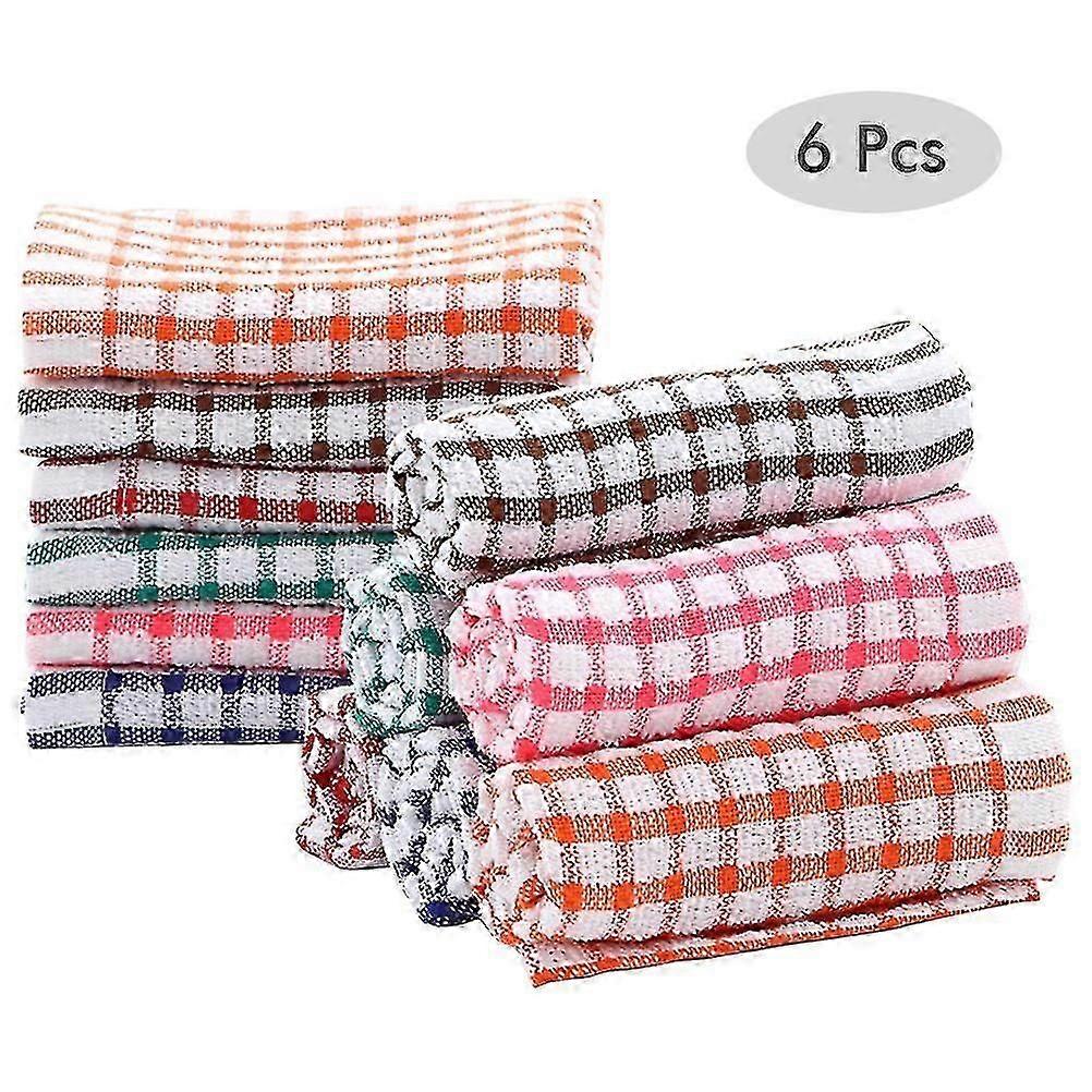 6pcs כותנה מטבח מגבות תה סופג מוך חינם קייטרינג מסעדה מגבות צלחת בד