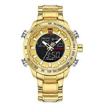 SQCLV NAVIFORCE Men Sport Outdoor Waterproof Electronic Movement Analog Wristwatch (Gold)
