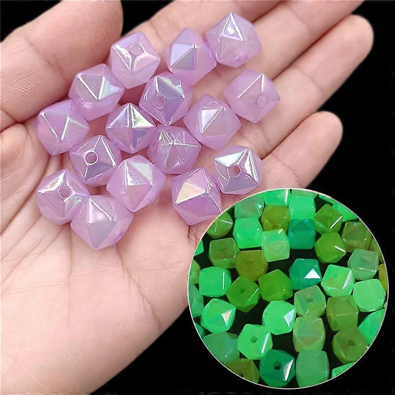 Multi Faceted Cube Luminous Bracelet Necklace Jewelry Accessories Jelly Color Loose Beads Creative DIY 10Pcs Beaded Material 13mm Handmade