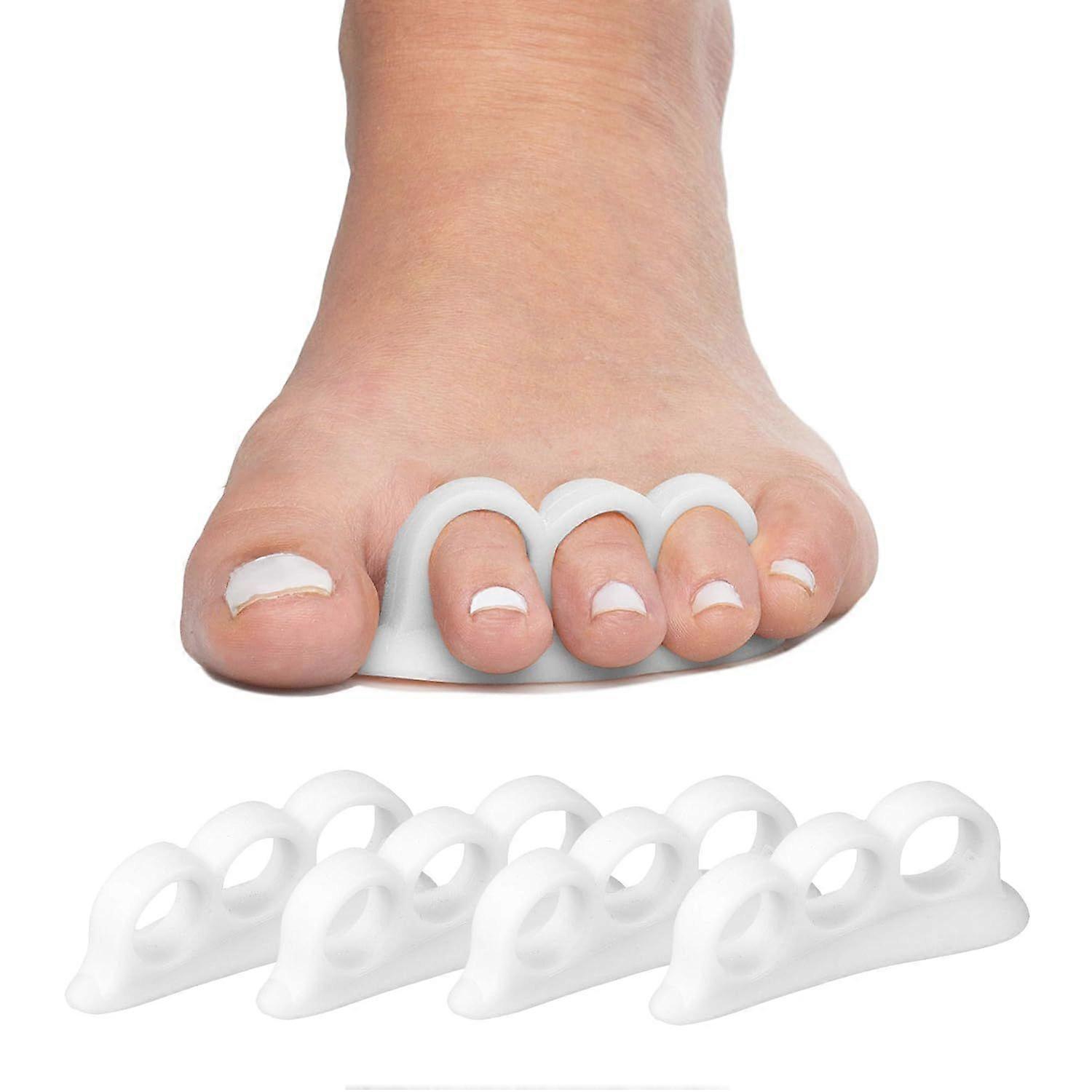 4 Pack, White Hammer Toe Corrector for Women & Men | Triple Loop Gel Toe Spacers & Separators | Realign Bent, Crooked, Curled, Claw, Hammertoes | Soft