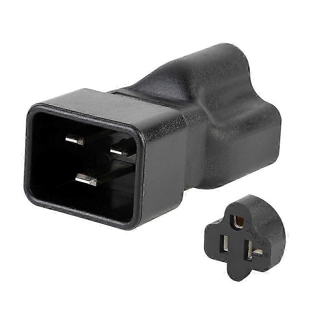 C20 to Nema 5-15 & 20R AC Power Adapter, IEC 320 C20 Kettle Plug Male Power Adaptor 3-Pole DIY Wiring Acessory Black