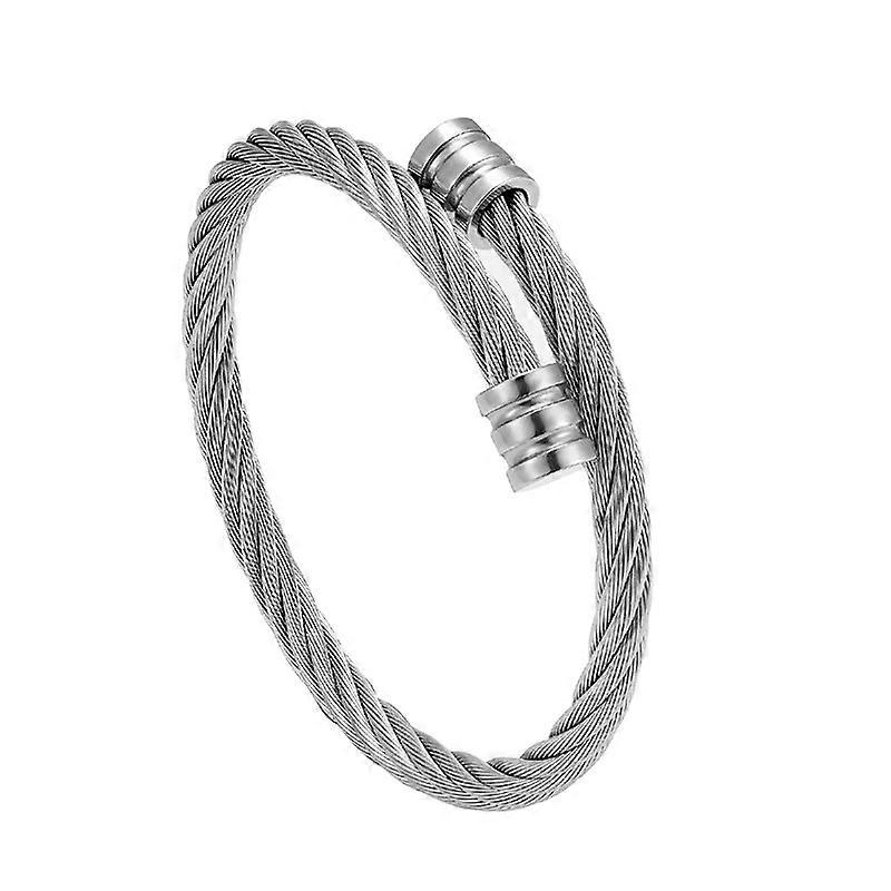 Hip-hop Punk-inspired Titanium Steel Wire Rope Open-ended Elastic Bangles