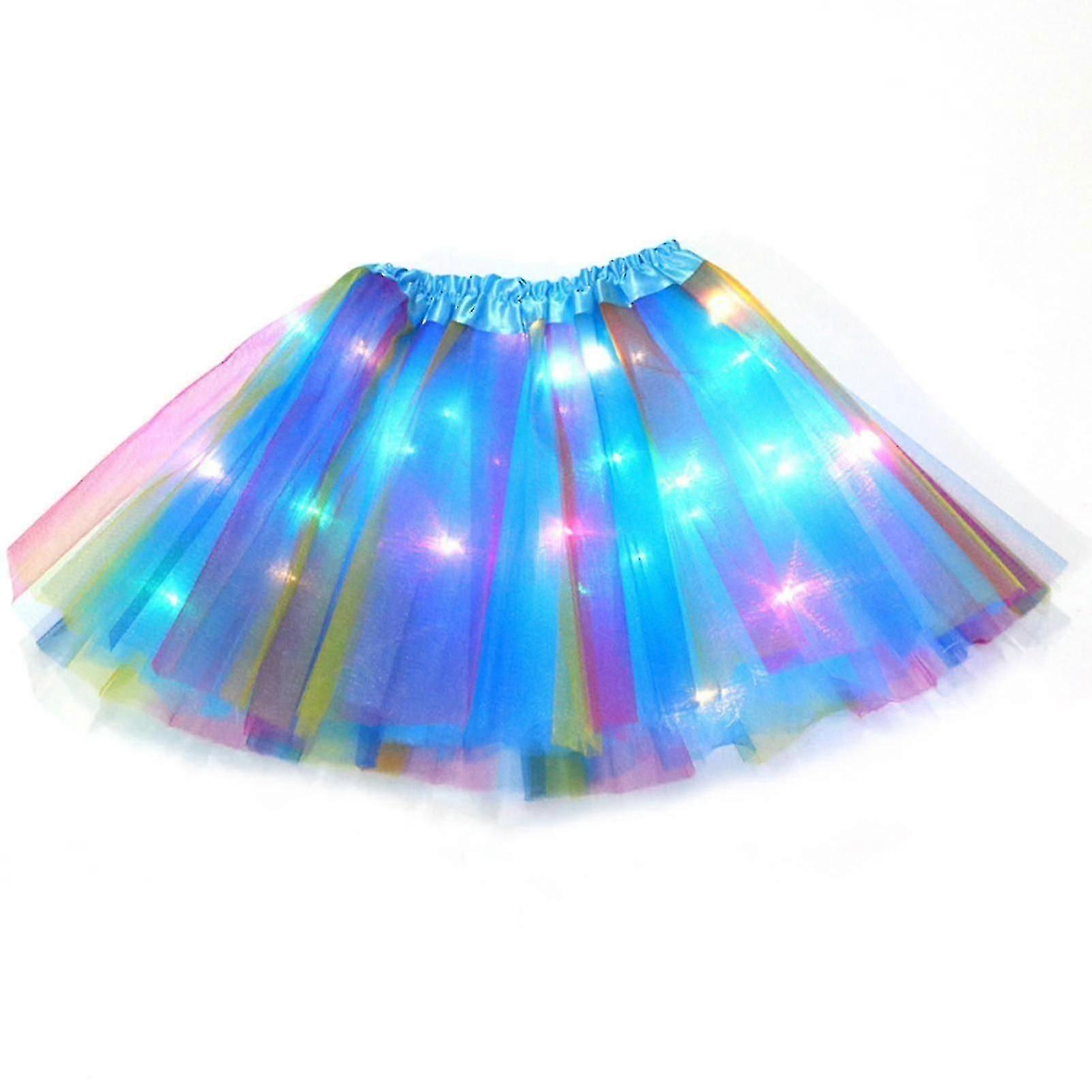 Jupe tutu lumineuse à LED pour filles de 2 à 12 ans, jupe de danse princesse élastique à 3 couches avec lumière LED.