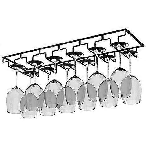 Hofuton Hanging Wine Glass Holder Wine Glass Rack with 6 Rails Stemware Rack Holder Installed Under Cabinet Shelf for Kitchen Bar