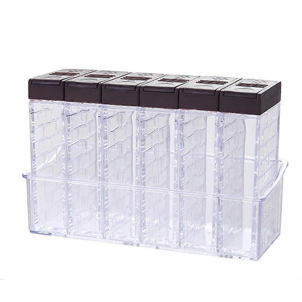 6Pcs Transparent Seasoning Container Salt Spice Jar Condiment Storage Bottle Box(Coffee) 6-Piece Set, Clear Spice Jars