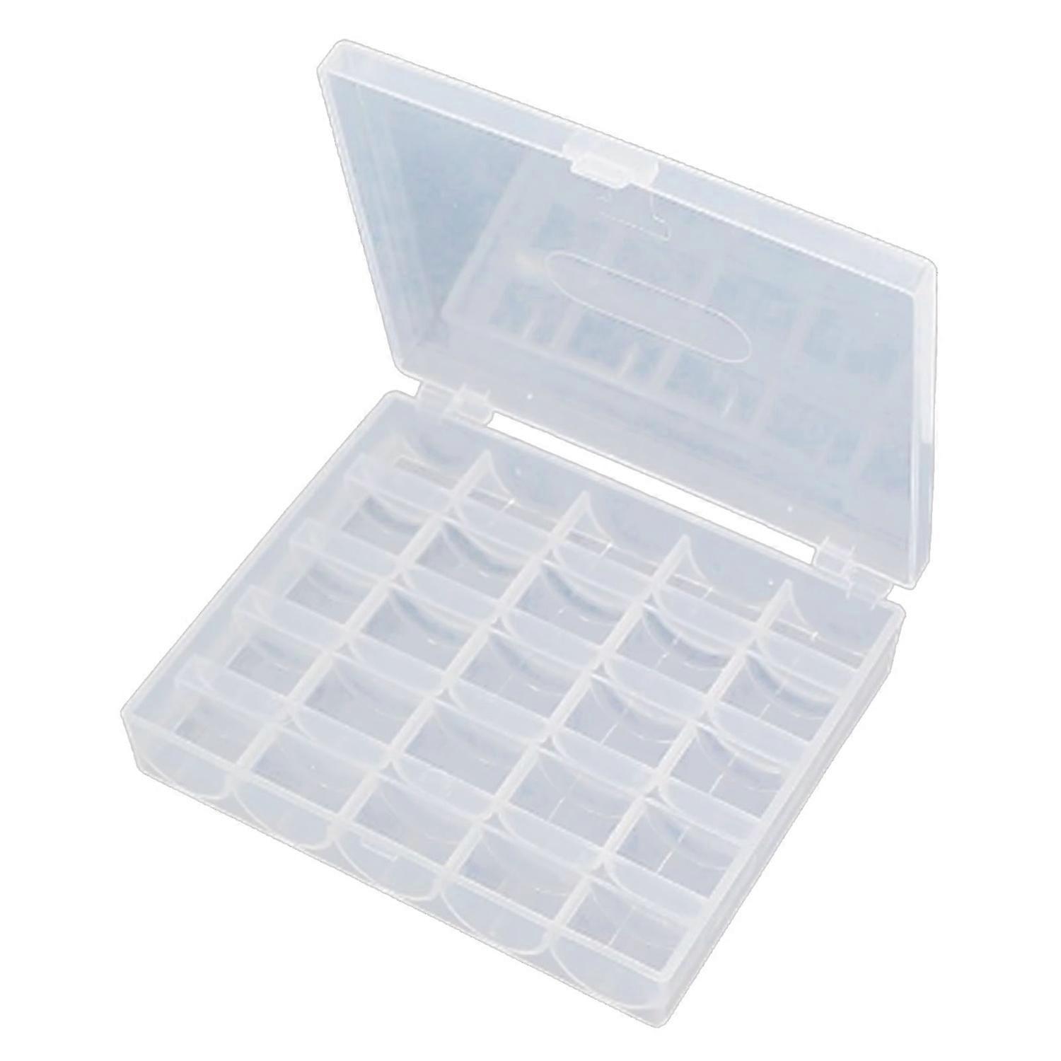 Bobbin Box 25 Slots Transparent Empty Organizer Sewing Craft Storage Plastic Case