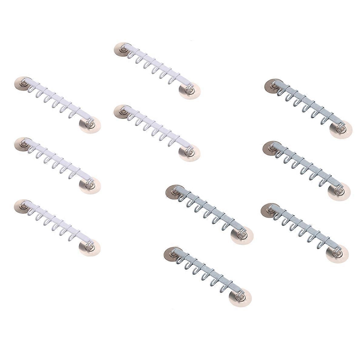 Strong Adhesive Hooks 6 Rows for Hanging in Kitchen and Bathroom Corners Traceless Hooks White & Bl