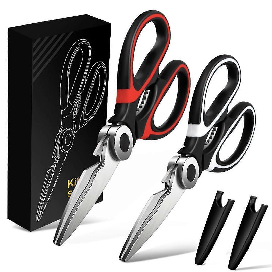 Kitchen Shears Two Pairs For Meat And Poultry, Fish, Vegetables And Herbs Bottle Opener And Nut Cracker