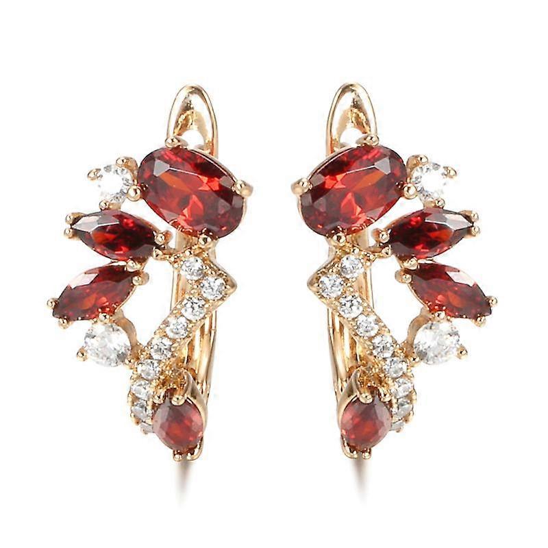 Kinel Red Crystal Flower Women's Wedding Earrings