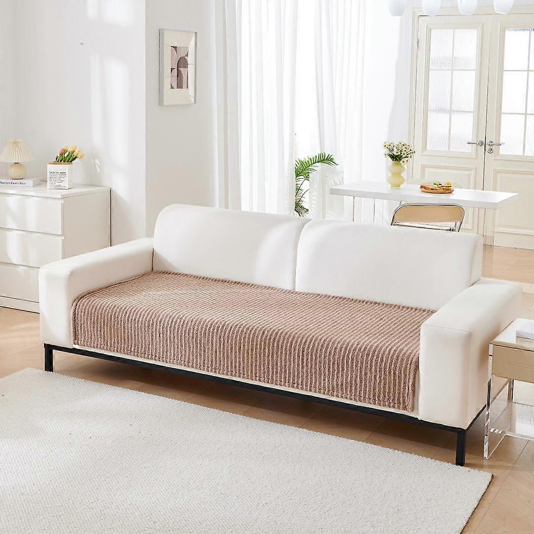 Solid Sherpa Anti-Slip Sofa Cover with PU label Decor for Living Room Coush Seat Cover, Universal Sofa Slipcover Furniture Towel