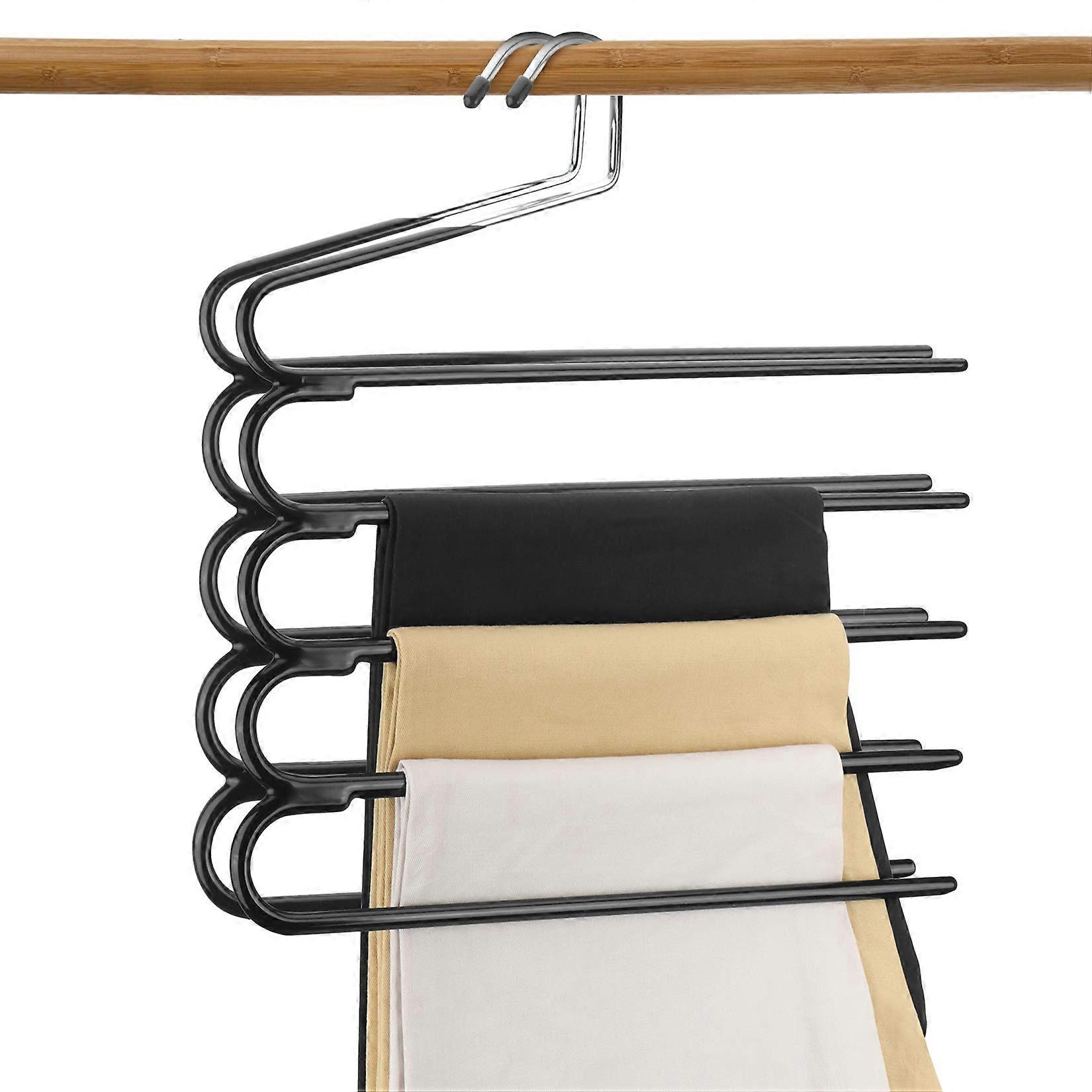 2pcs multi-layer plastic dipped trouser hanger--black--34.5*35cm