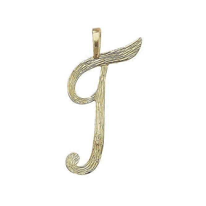 9ct Yellow Gold Barked Script Initial Pendant PN529/T