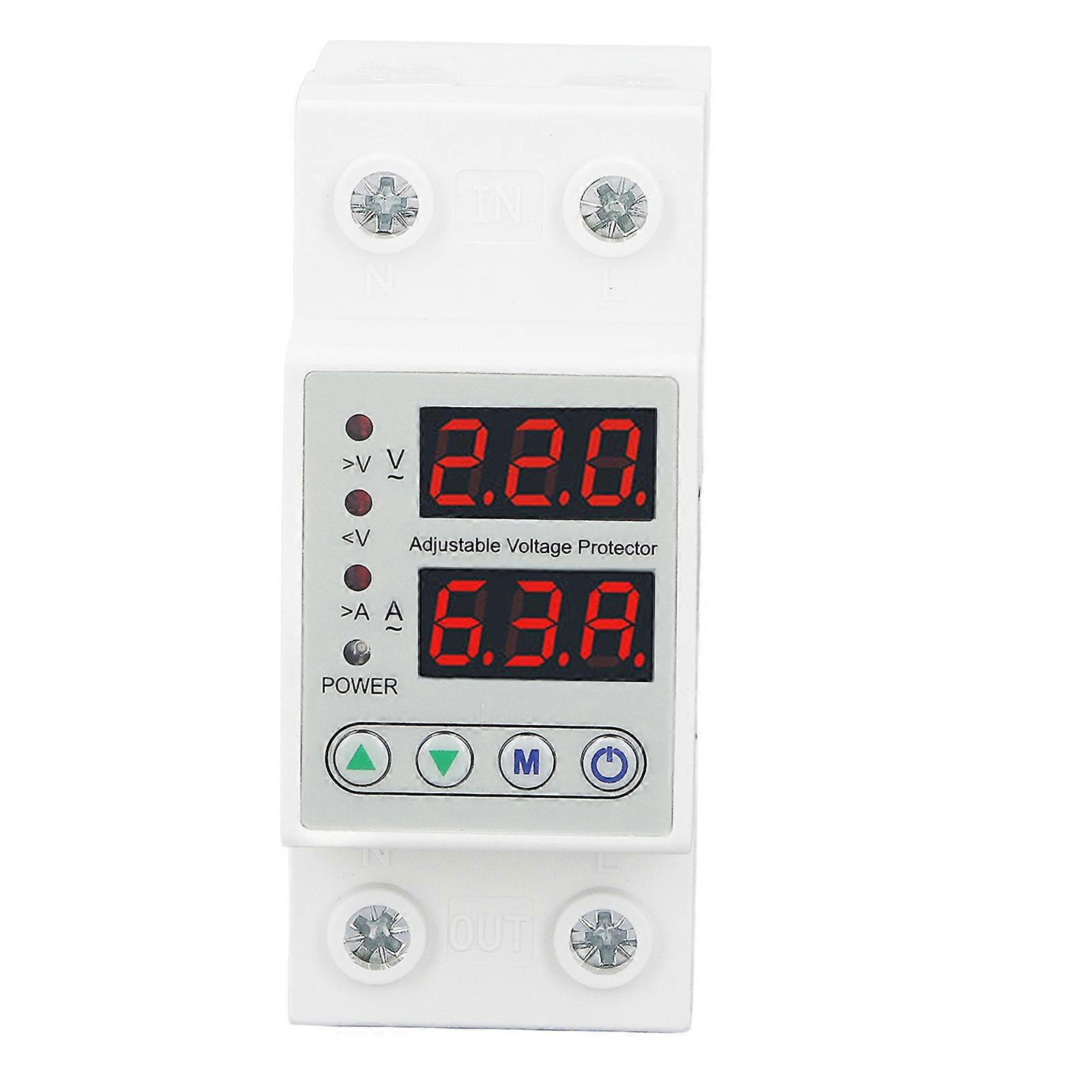 Digital Display 2P Voltage Protector Automatic Reset Under Over Voltage Protective Device AC220V