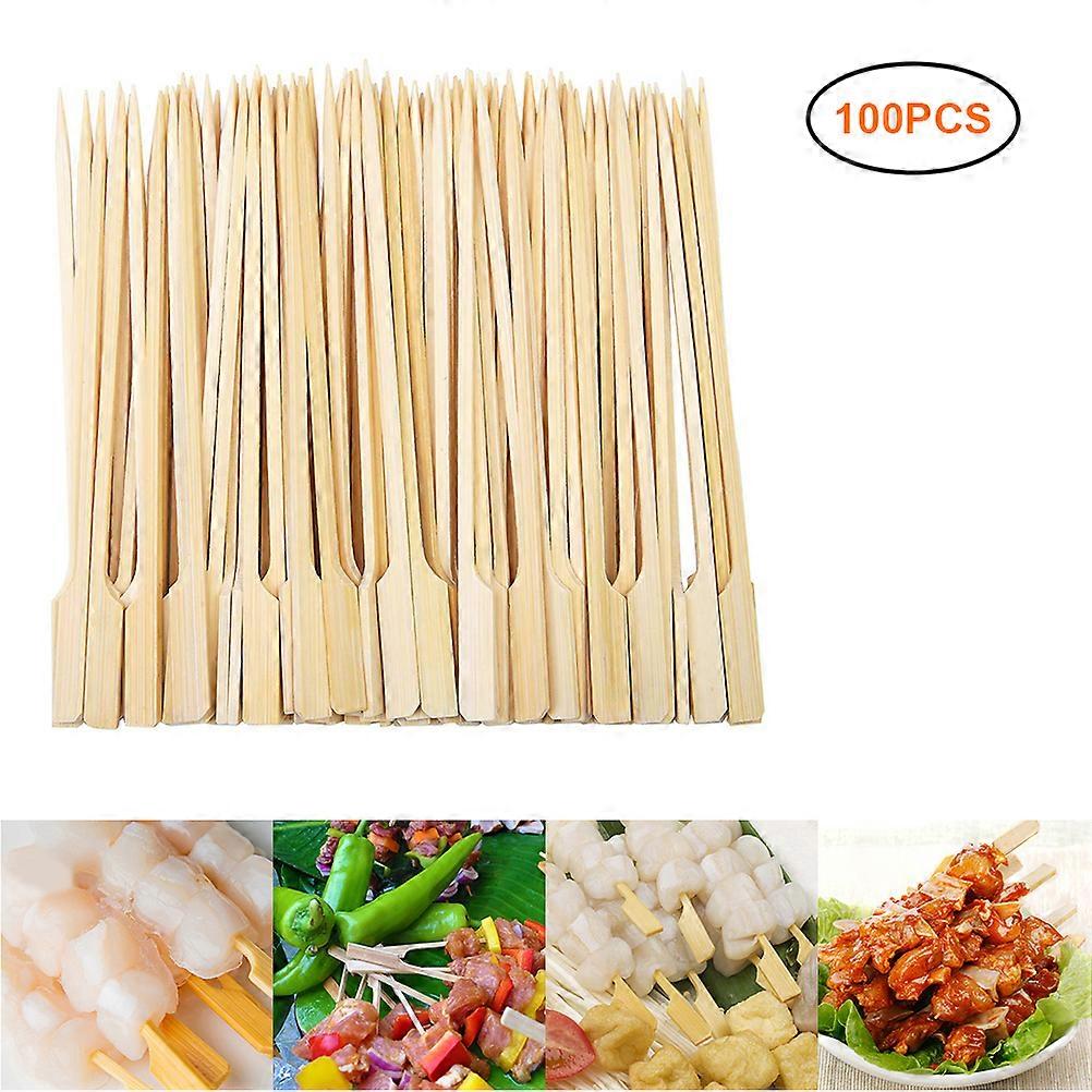 100PCS Barbecue Bamboo Skewers Disposable Bamboo Stick Barbecue Paddle Skewers