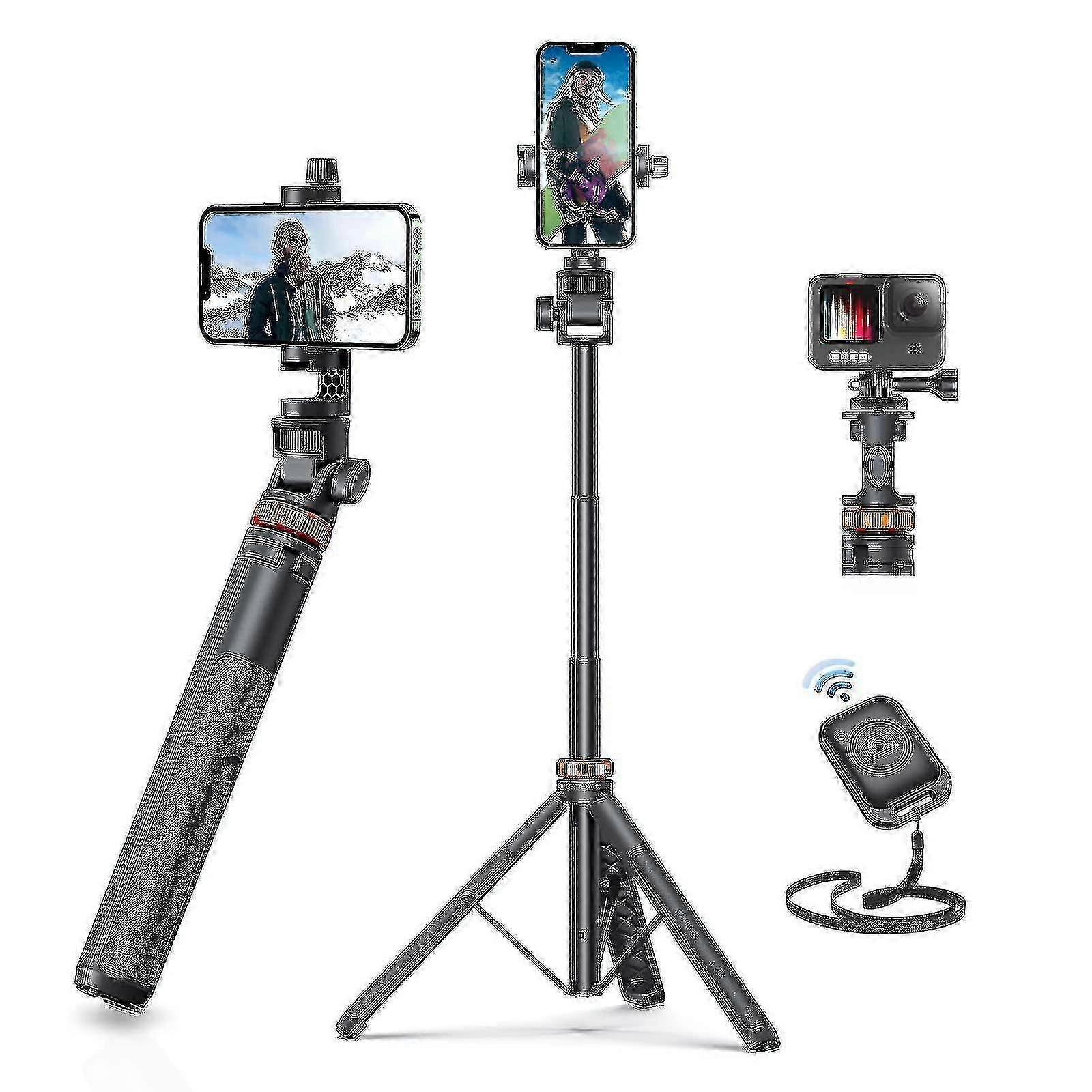 2023-62" Phone Tripod, Eucos Selfie Stick Tripod With Remote, Upgraded Iphone Tripod Stand & Travel Tripod, Solidest Cell Phone Tripod Compatible With