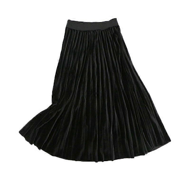 Spring And Autumn Miyake Pleated Solid Color Pleated Skirt Temperament Medium-Length Elastic Waist Skirt Loose And Larger Size