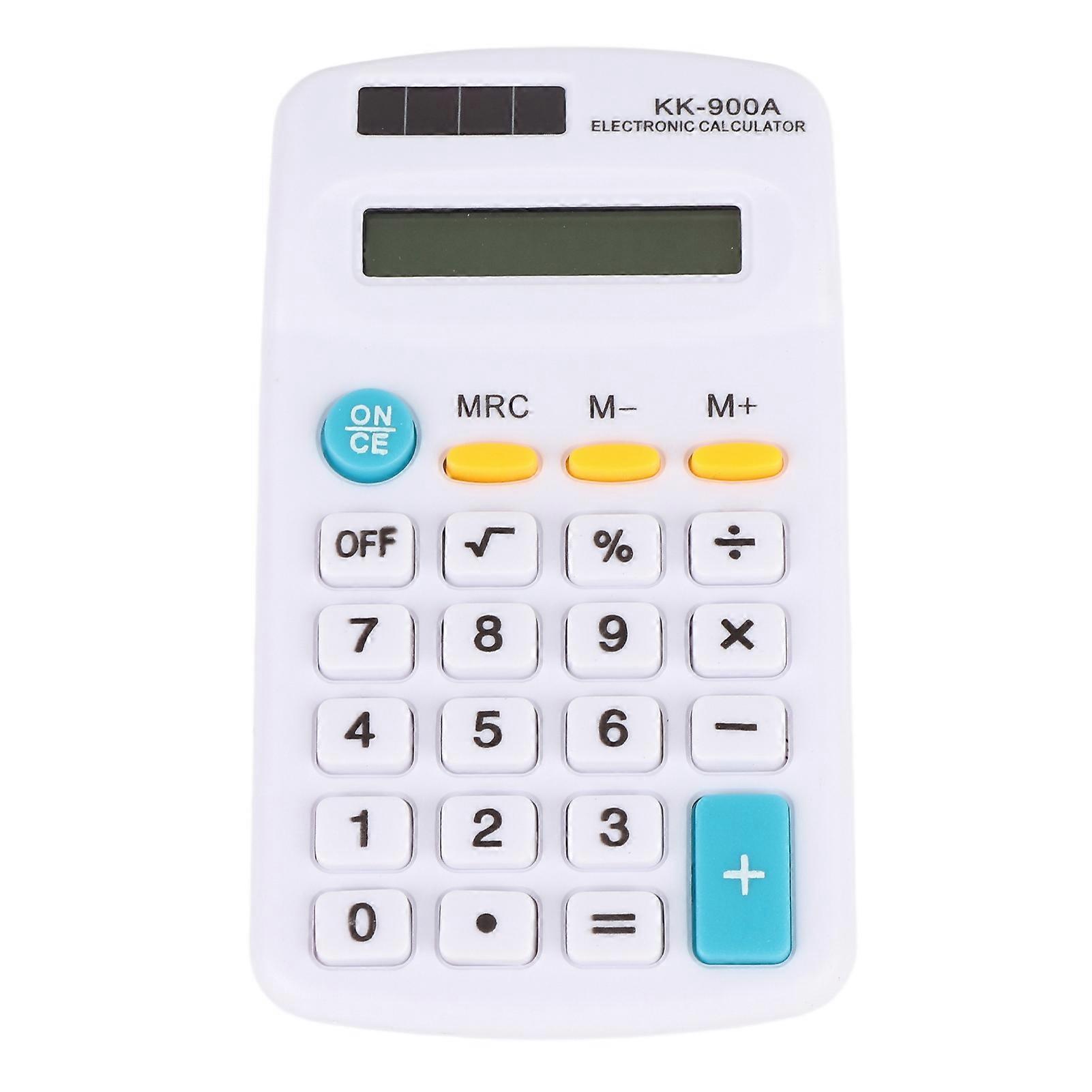 Mini calculatrices portables à 8 chiffres avec écran LCD bouton sensible Batterie solaire double alimentation pour le bureau École AffairesBlanc
