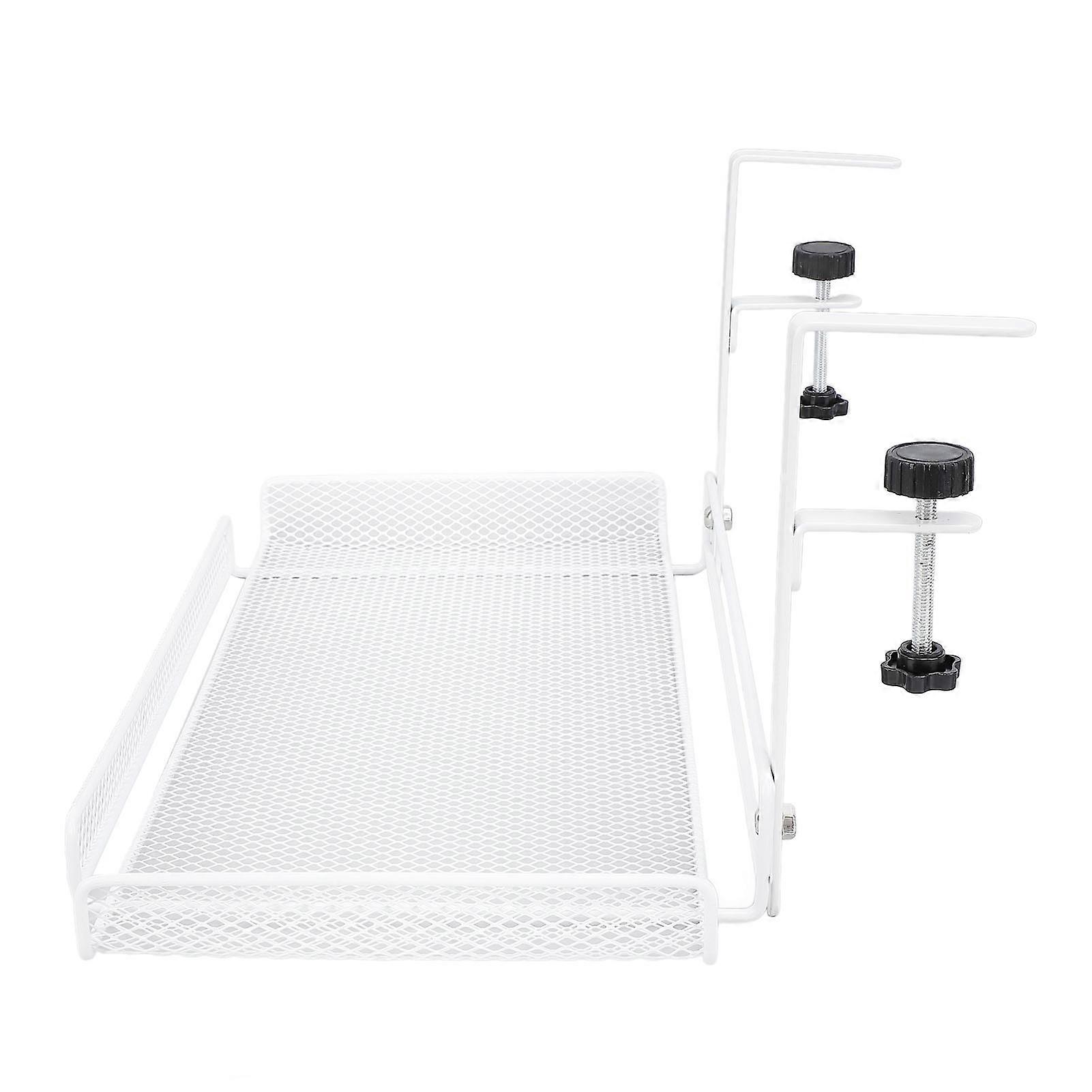 Under Desk Organizer Clamp On Storage Shelf Basket Cable Management Tray for Wire Router Power Strip White 