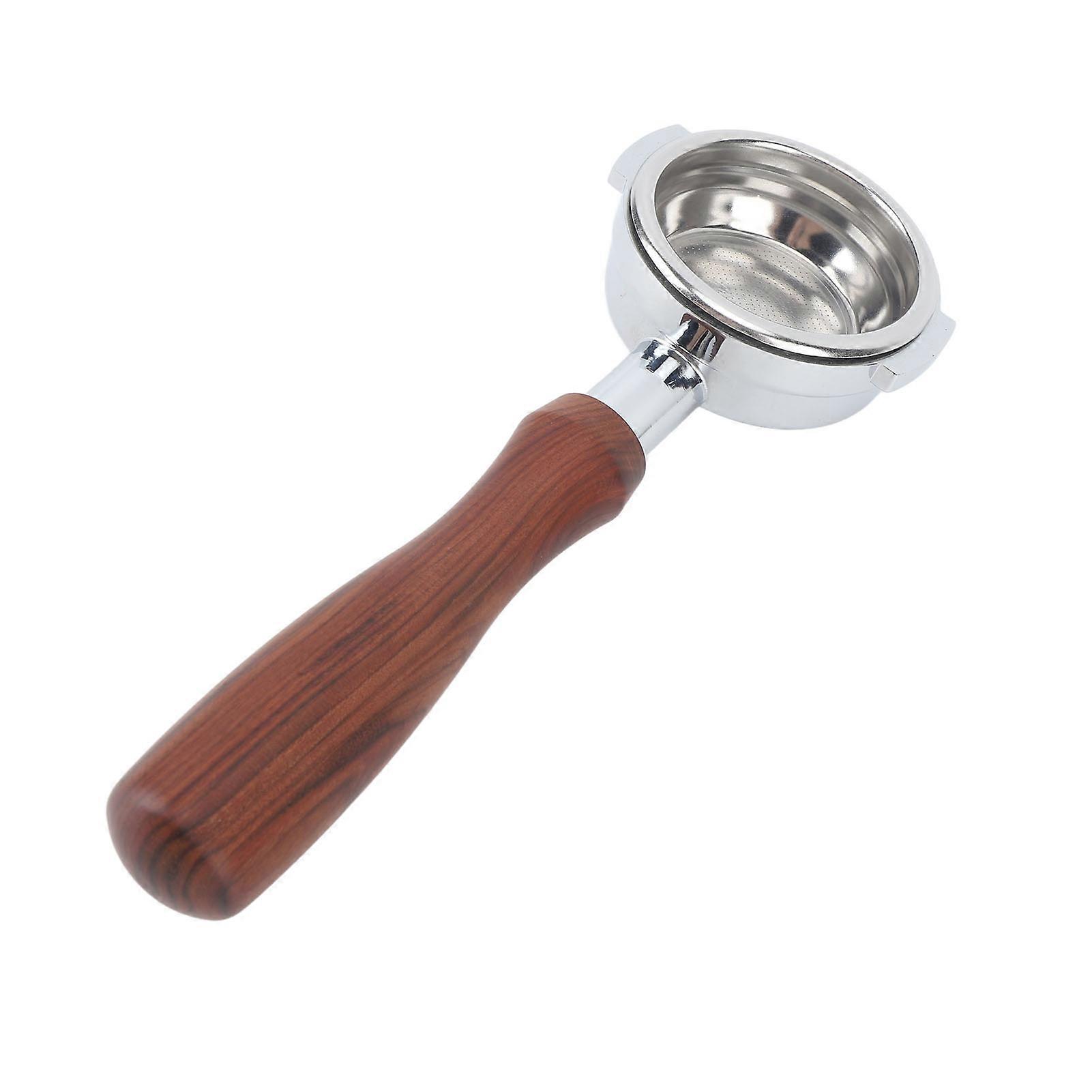 51mm Aluminum Alloy Bottomless Portafilter with Wooden Handle - Enhance Your Coffee Brewing Experience with The 2-Eared Bottomless Filter Holder