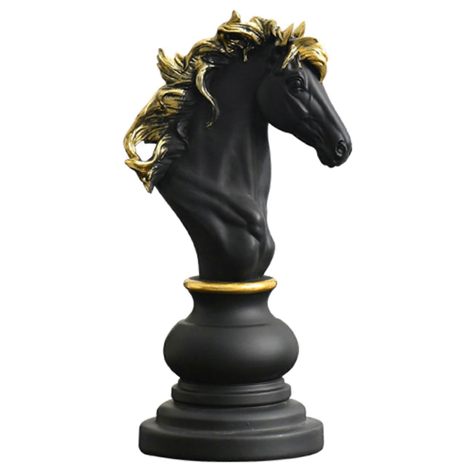 Chess Ornament Collectible Figurine Craft Furnishing for Home House Decorations Desk Table Cabinet Arrangement Gifts Black War Horse
