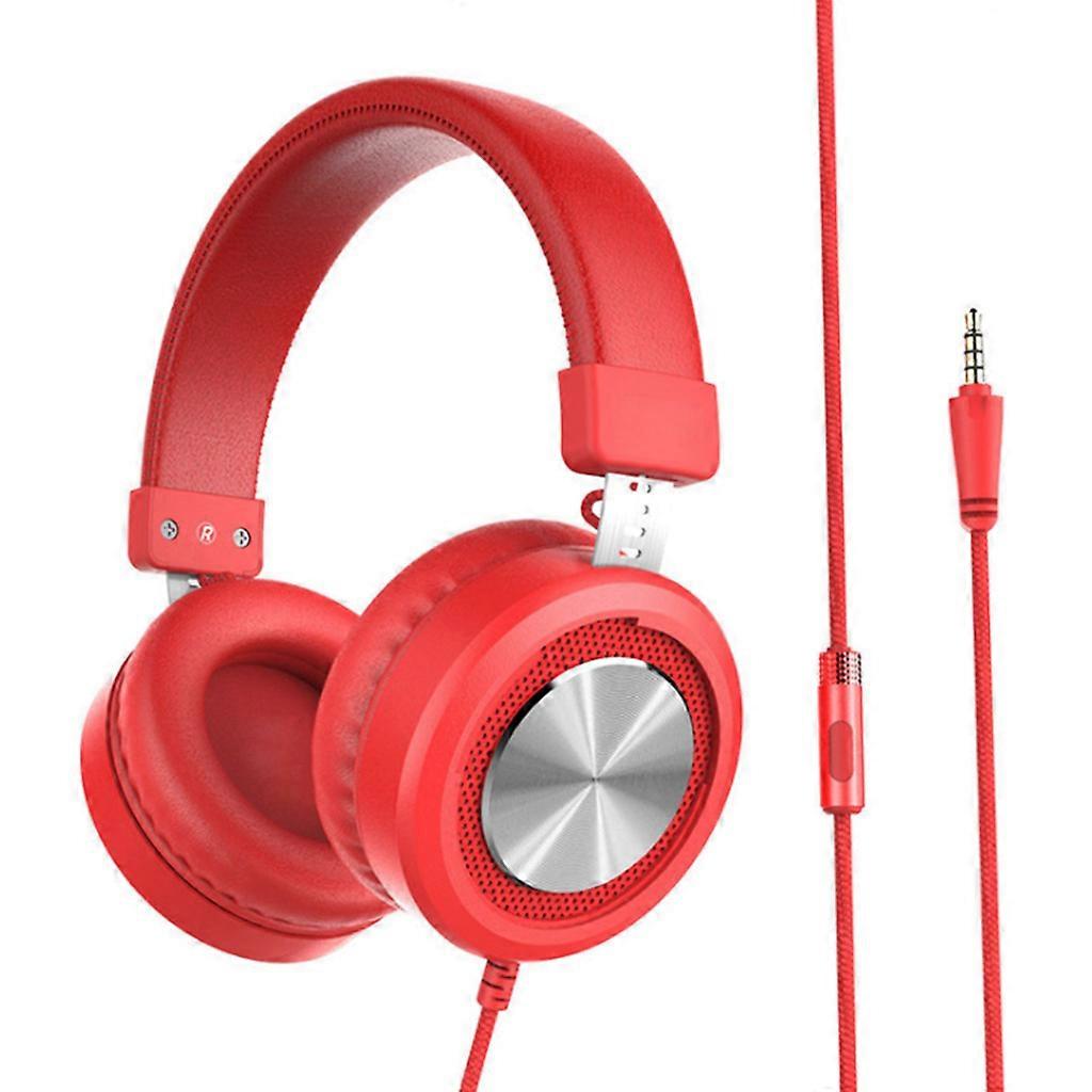 3.5mm Computer Headset with Microphone Lightweight PC Headset  Professional Wired Headset Stereo  Red