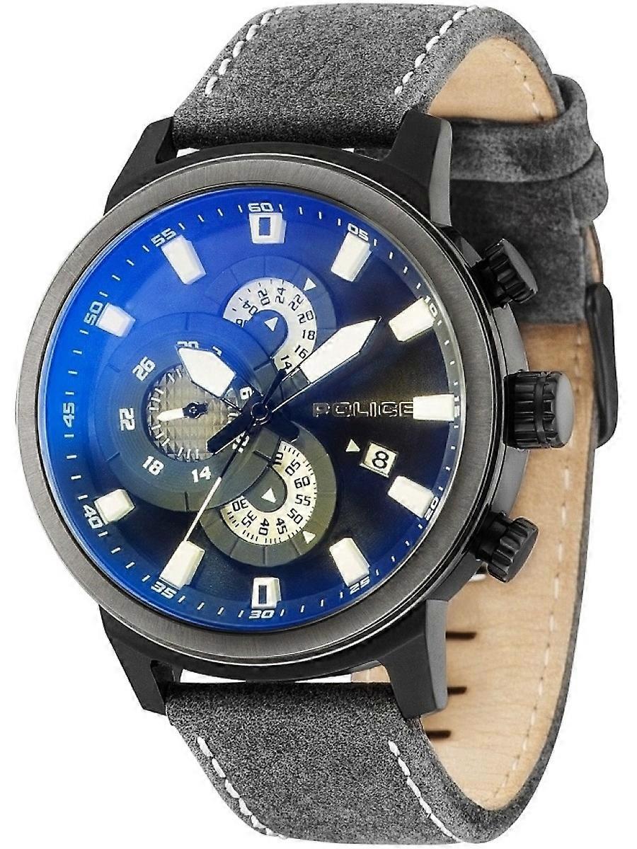 Polizeigrau Echtleder PL.15037JSBU/02 Herrenuhr