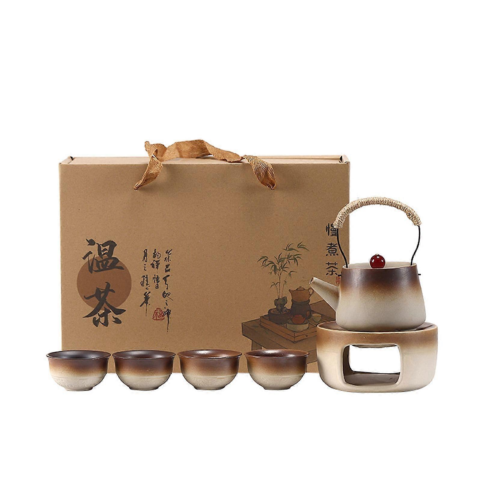 Lifting Beam Pot Style Rough Pottery Tea Set for Mother's Day