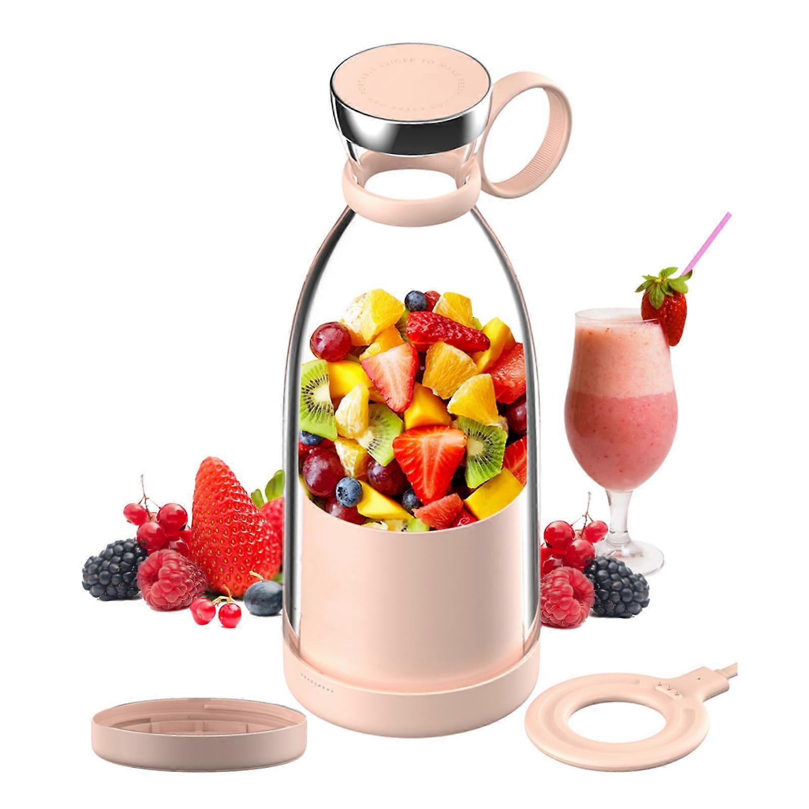 Otpeır Blender Travel Cup 11.83 OZ with Cover for Shakes and Smoothies, Portable Pink Design, BPA-Free Material