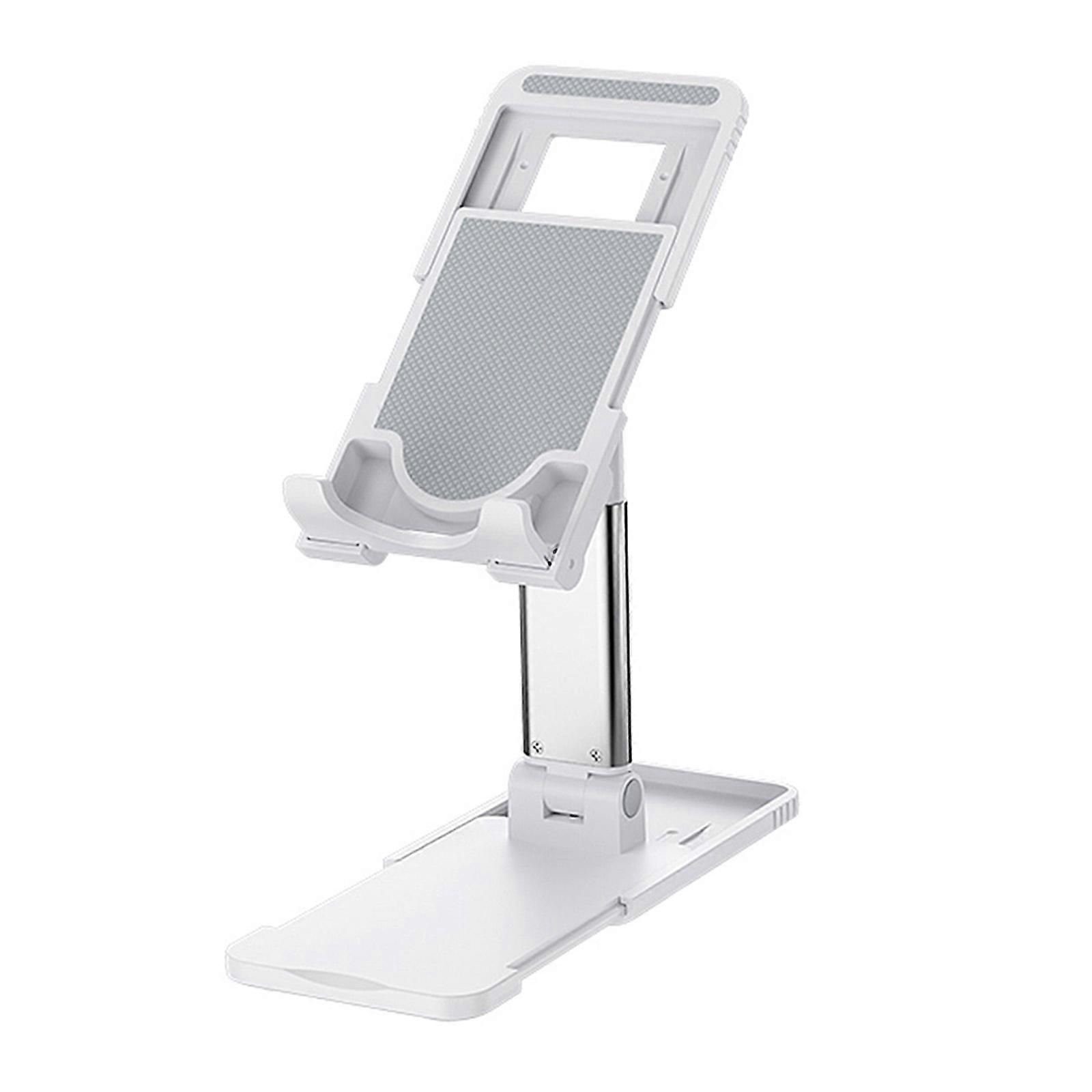 Universal Aluminum Alloy Desktop Adjustable Phone Holder Folding Phone Mount Easy to Carry Multiple Usage Tablet Holder  White