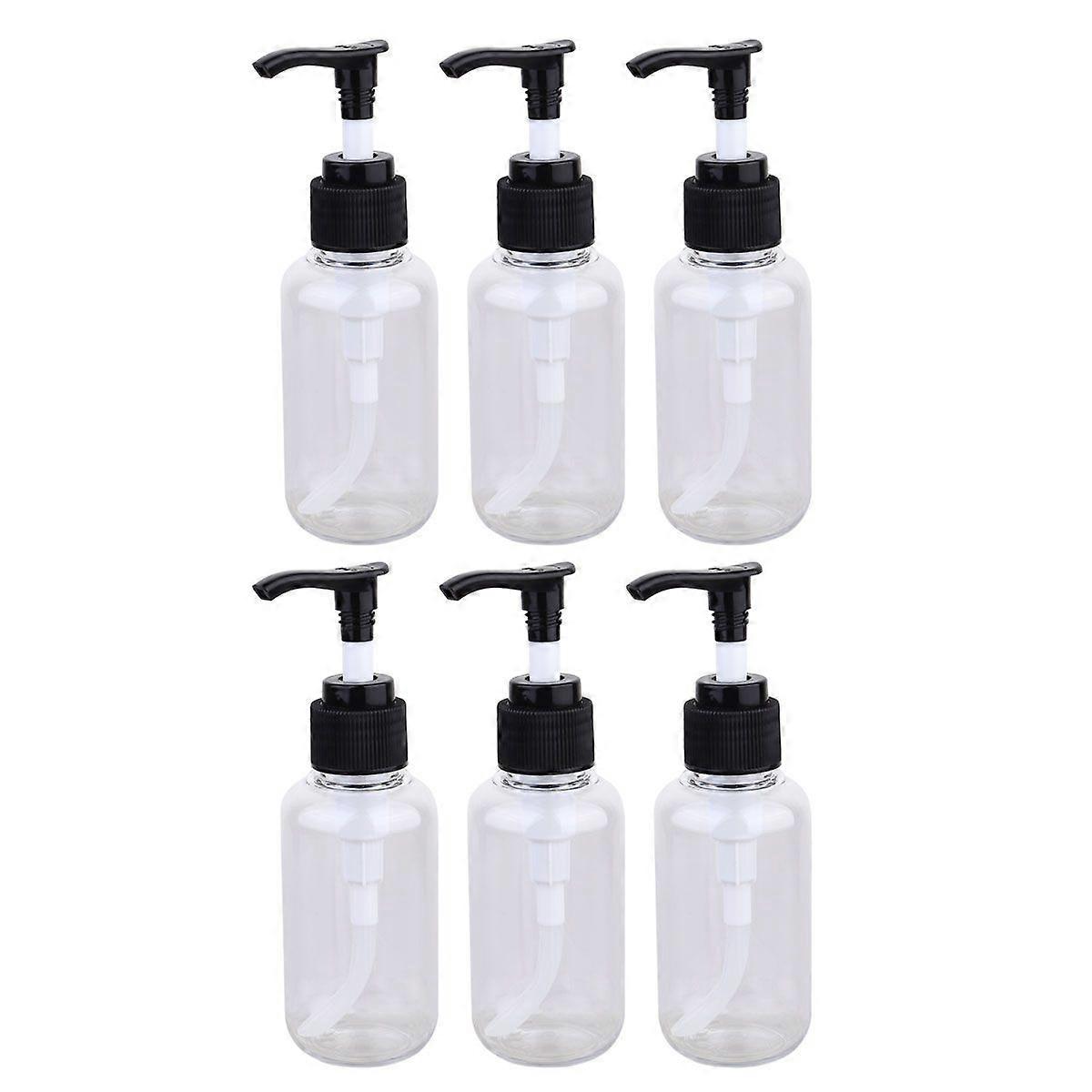 6Pcs Plastic Emulsion Bottle PET Subpackaging Bottle Practical Refillable Bottle Press Pump Bottle Transparent (100ml)
