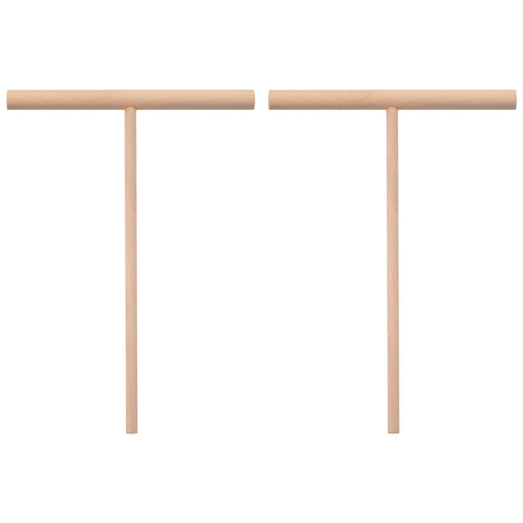 Practial T Shape Crepe Maker Pancake Batter Wooden Spreader Stick Home Kitchen Tool Kit DIY Use