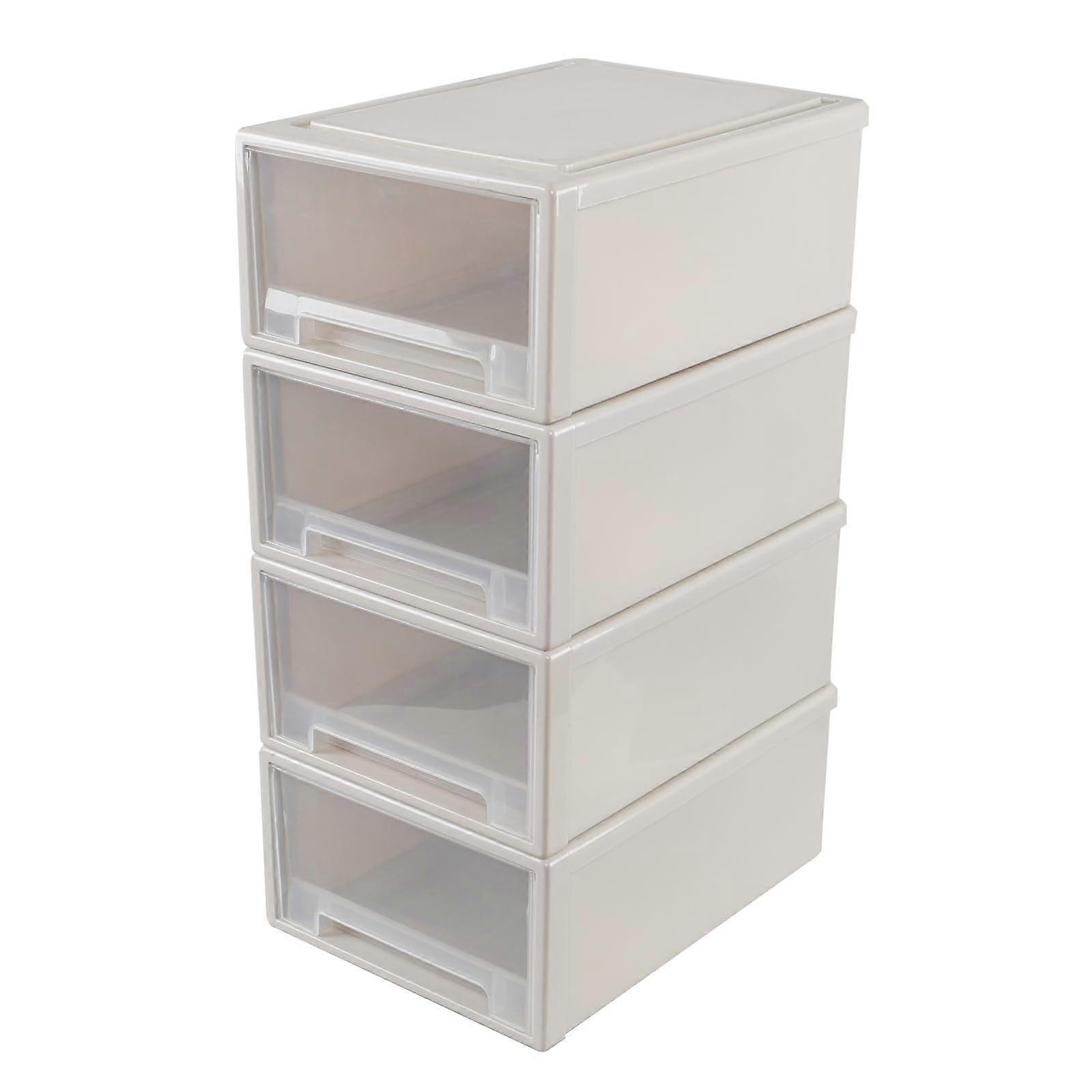 4Pack Plastic Stacking Storage Drawers, 18 Quart Stackable Organizer Drawers