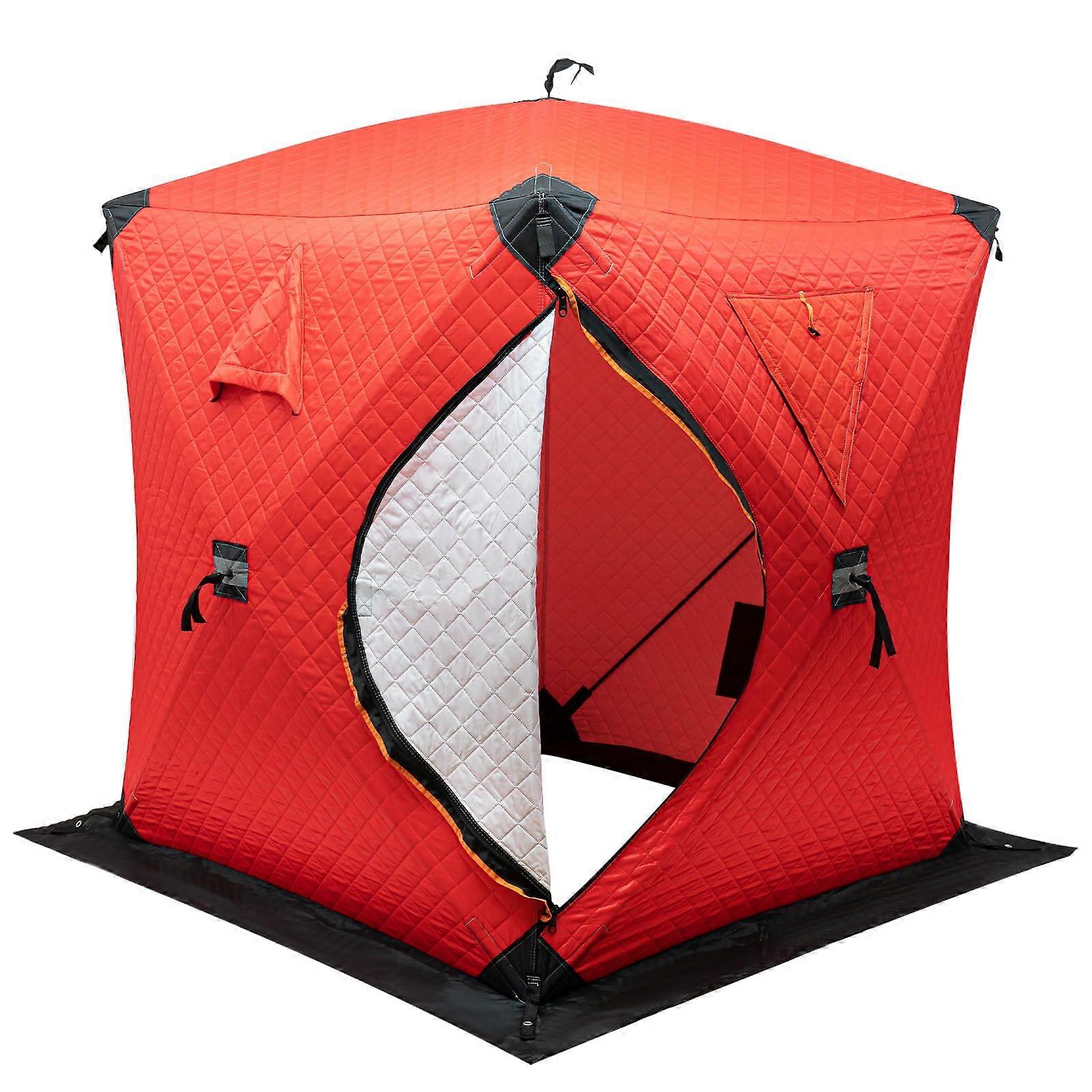 Ice Fishing Tent 1-2 Person Ice Shelter Free-Standing Pop Up Insulated Shelter With Handbag And 4 Ice Anchors