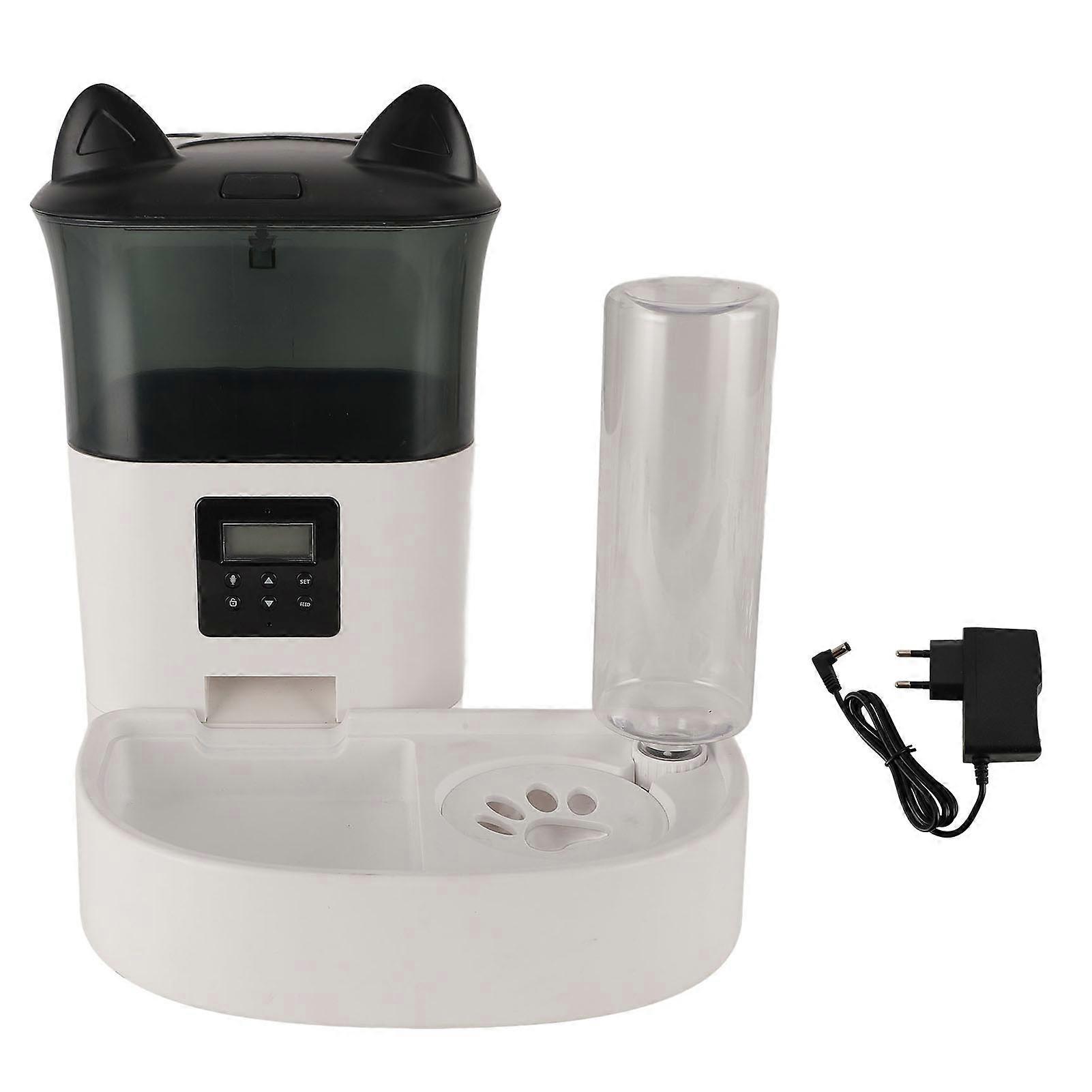 Automatic Cat Feeder Water Dispenser Voice Prompt Timed Portion Control Easy Clean Pet Food Waterer for Puppy Kitten