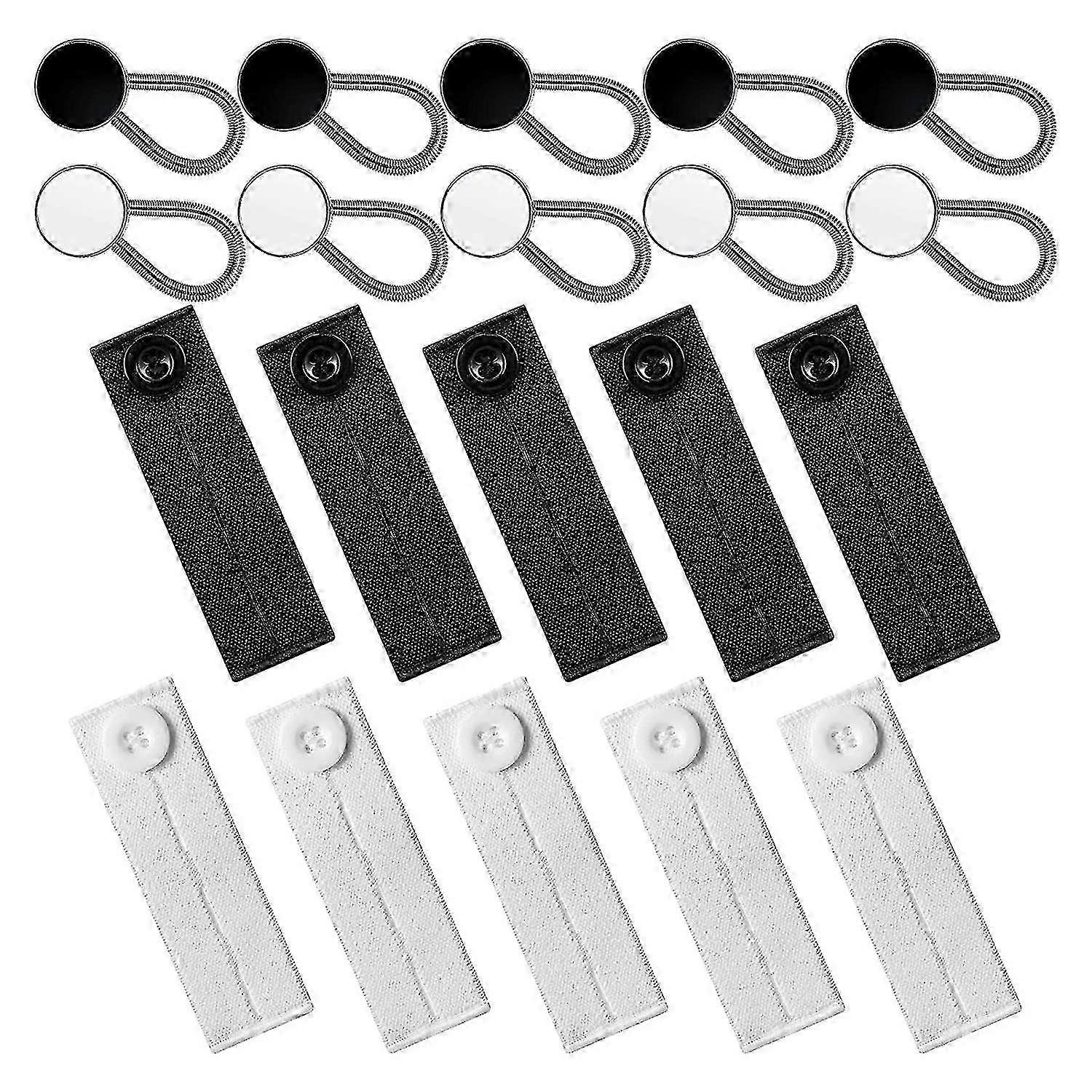 Waistband Extender Buttons - 20 Pcs Elastic Set for Jeans and Collar