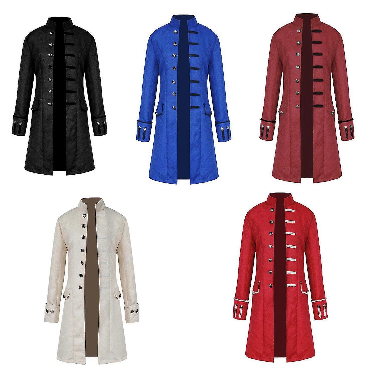 Herren Mantel Mode Steampunk Retro Herren Uniform Karneval Stand Kragen Kostüm